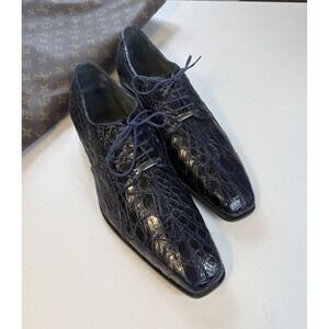 Belvedere Genuine EXOTIC LEATHER 🐊 CROCODILE Men Dress Shoe's Sz 10 ROYAL BLUE